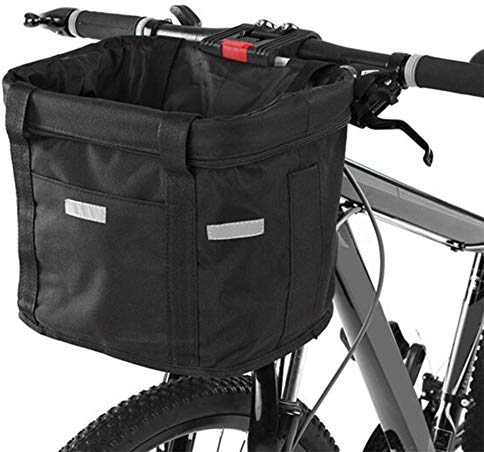 N/A Cestino per bicicletta pieghevole, cestino anteriore per bicicletta, con adattatore per manubrio e fascetta per cavi, cestino per manubrio rimovibile, picnic, 33 x 24 x 23 cm
