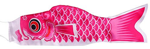 TEBX Koinobori Manche à air coloré style japonais 40/70/100 cm Carillon à vent pour extérieur Motif carpe Rose 100 cm