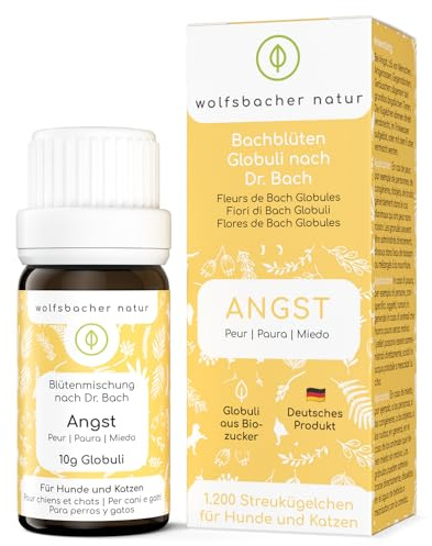 ANGSTFREI Glóbulos Florales Bach para Perros y Gatos – 1.200 Glóbulos Bio-Azúcar contra Ansiedad y Estrés – Esencias Naturales para Calma y Relax