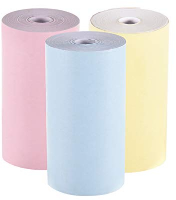 BISOFICE Farbige Thermopapierrolle, 57 x 30 mm, für Rechnungen, Quittungen, Fotopapier, klarer Druck für PeriPage A6 Pocket Thermodrucker für Paperang P1/P2 Mini-Fotodrucker, 3 Rollen