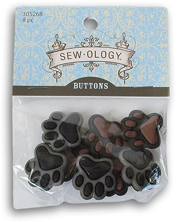 Shank Buttons for Sewing Craft Projects (Paw Print (8 Pc))