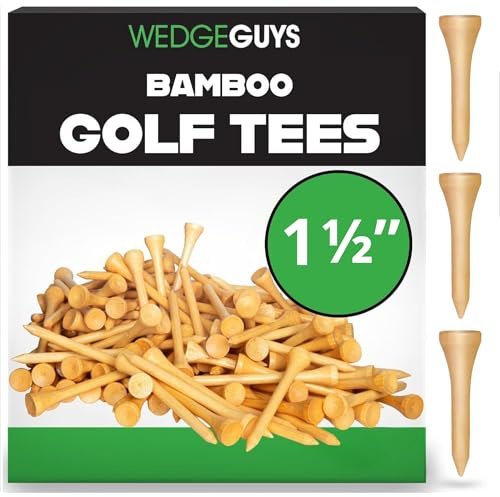 Wedge Guys Bamboo Golf Tees 1-1/2 | 100 pcs. | Extra Durable & Stronger Than Wood Tees | Biodegradable & Less Friction | PGA Professional Approved, Golf Tees Bulk Bag