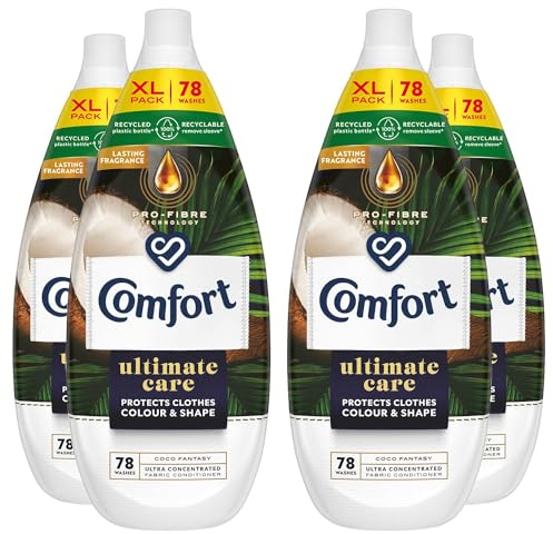 Comfort Ultimate Care Ultra-Concentrated Fabric Conditioner with Lasting Fragrance Intense Liquid Fabric Softener 78 Wash, 1.18 L (Coco Fantasy, Buy 4)