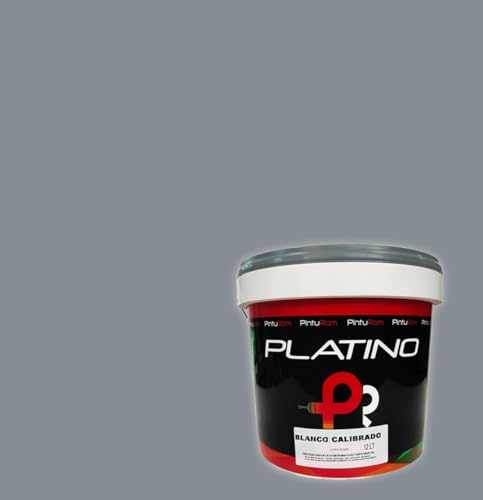 Pintura de interior colores Platino Color, Alto rendimiento 8-12 m²/l., excelente cubrición y lavabilidad, protección antimoho. (GRIS ACERO, 4 Litros)
