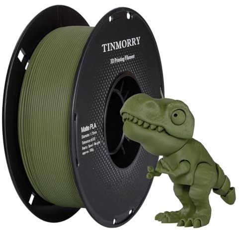 TINMORRY Matt PLA Filament 1,75 mm, Glanzfreie Farbe, Matt Textur, 1 kg Spule (2,2 lbs), Hohe Kompatibilität mit Bambu Lab FDM 3D Drucker, Matt Armee-Grün