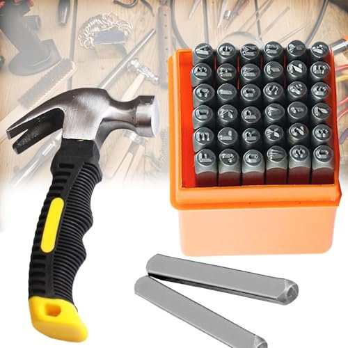 CXAFQ Zahlen und Buchstaben Stempelset, 386 Stück Metallstempel Set, 3mm Kohlenstoffstahl Buchstaben A-Z, Zahlen 0-9 (6 und 9 Universal), für Stempeln Marken Metall, Holz, Leder, DIY-Schmuck Machen