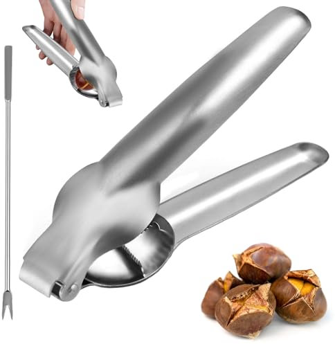 OUOQI Castagno Clip,Castagne in Acciaio,Castagne Schiaccianoci,Pinza per Castagne,Apri Pela Castagne,Clip Rapida per Castagne,Taglia Castagne,Multifunzione Sbuccia della Apri Pela Castagne