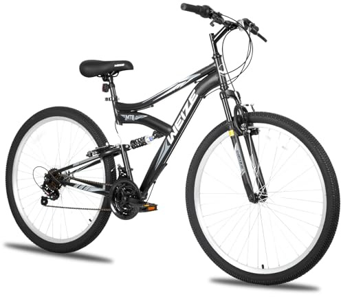 WEIZE Mountain Bike, 27.5 inch Outdoor Cycling Bike, 18-Speed/High-Carbon Steel/Dual Full Suspension, Adjustable Ergonomic Seat for Men Women Adult, MTB Bicycle with Suspension Fork, Matte Black