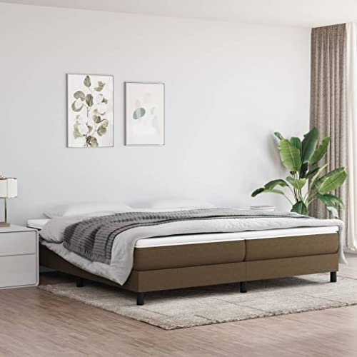 OHOOWOO Boxspringbett mit Matratze Dunkelbraun 200x200 cm Stoff,Bequemes Boxspringbett mit Taschenfederkernmatratze Erholsamer Schlaf für jeden Schlaftyp