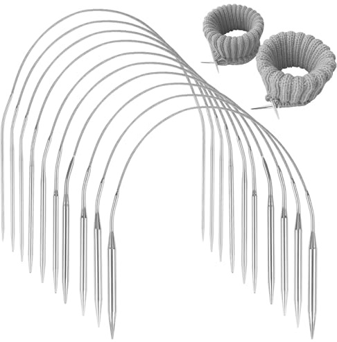 NICKLIN 10 Pièces Aiguilles à Tricoter Circulaires 40 cm,Aiguille à Tricoter Ronde Acier Inoxydable 2/2,5/3/3,5/4/4,5/5/5,5/6/7mm, Aiguille Circulaire Tricot Taille Pour Chaussettes,Pulls,Bonnets