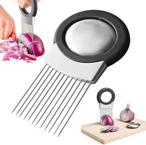 Skräddarhållare för lökar av rostfritt stål, lökskärare rostfritt stål lökskärare hållare, Food Slice Assistant för att skära tomat lök skärhjälpmedel