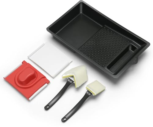 Micvtve 5 Piece Paint Pad Set Paint Pads for Walls and Ceilings, Paint Edger Tool Includes Trim and Touch-Up Pad, Corner Painter, Paint Tray, Replacement Pad Refills, Paint a Room Quick and Easy