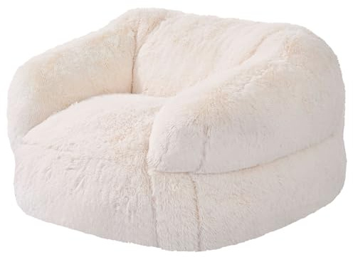 VEVOR Pouf Chaise avec Accoudoirs pour Adultes, Fauteuil Poire en Peluche Moelleuse avec Rembourrage en Mousse Haute Densité, Sofa Canapé pour Chambre à Coucher, Salle de Jeux et Salon, Beige