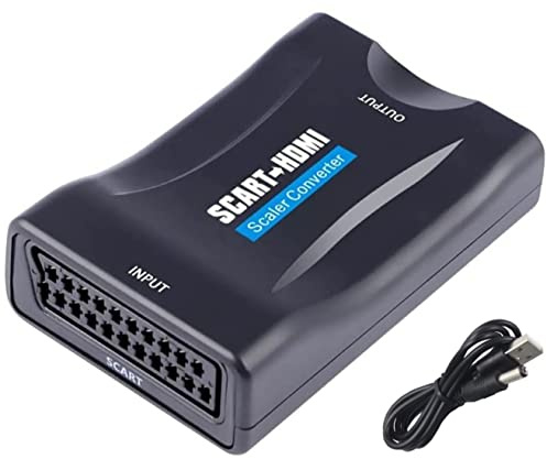 Yiany Convertisseur péritel vers HDMI 720P/1080P - Adaptateur péritel vers HDMI - Câble de commutation audio vidéo Full HD pour projecteur HDTV STB VHS Xbox PS3 Sky Blu-ray DVD VCR