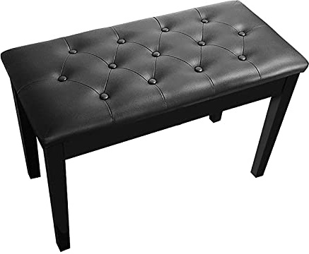 Pianopall i trä, pianobänk, pianopall med keyboard och förvaring, förtjockad PU-kudde, för hemmet, skolan, konsertsal, storlek: 76 x 35 x 49 cm, svart-B, svart-B,Black-B