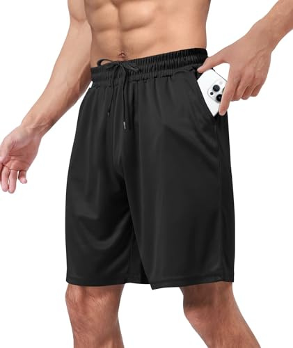 BOOJO Gym Shorts Men for Running Sports with Pockets UK Workout Quick Dry | Lightweight and Breathable for Joggers Outdoor Athletic Training Activewear, Casual Wear with Elasticated Waist