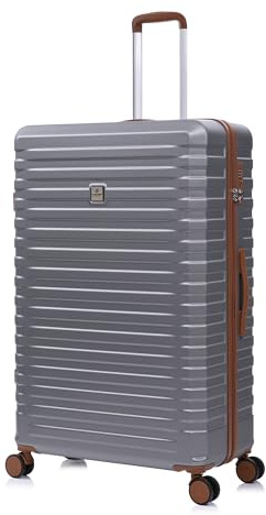 Rocklands Large Suitcase Hard Shell Lightweight 4 Dual Spinner Wheels Trolley Luggage Suitcase Hold Check in Luggage TSA Combination Lock (Grey, Extra Large 32)