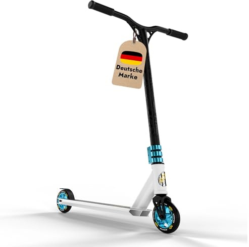STAR SCOOTER Patinete Patineta Scooter Freestyle Stuntscooter para niños y niñas a Partir de 7 años y Adultos | 110 mm Edición Entrada | Blanco Azul