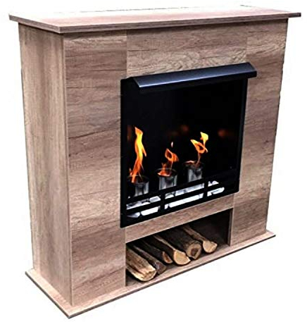 Ethanol und Gelkamin Kamin Modell 001 B inkl. 27 Teil. Set - Farbwahl (Eiche hell)