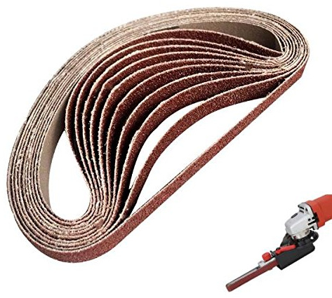 FEVERWORK Drillpro 10 st 60 till 600 korn 15 mm x 452 mm slipbälte för vinkelslipmaskin slipbälte adapter, 240, 1