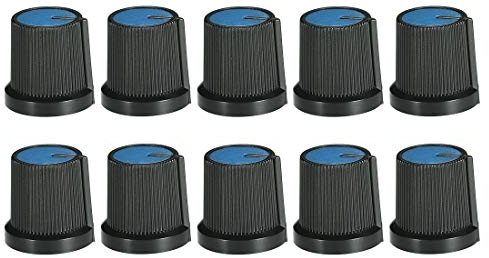 sourcing map 10Stk. Lautsprecher Effekt Pedal Verstärker Potentiometer Knopf 6mm Welle Loch Blau