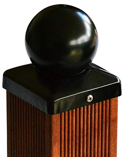 Pfostenkappe schwarz mit Kugel für Pfosten inkl. VA-Schrauben (12x12 cm)