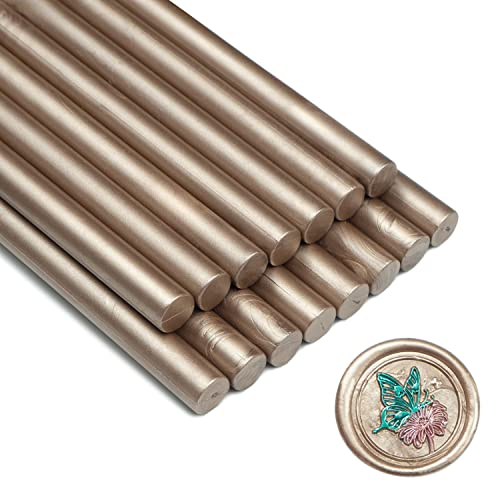 Wachssiegel Stock, Zifospy 15 Stück Klebepistole Wachs Siegel Stock für Siegellack, Siegellack Stock für Hochzeitseinladungen, Karten, Umschläge (Champagne Gold)