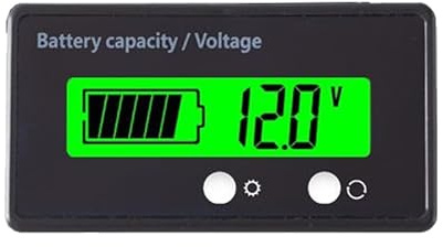 VOKTTA Batteria capacità Monitor Gauge Meter 12V 24V 36V 48V 72V 84V anteriore Set chiave Display LCD retroilluminato Lead Acid Battery Status Indicator, batteria al litio capacità Tester (verde)
