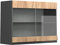 Vicco Küchenglasschrank R-Line, Goldkraft Eiche/Anthrazit, 80 cm J-Shape
