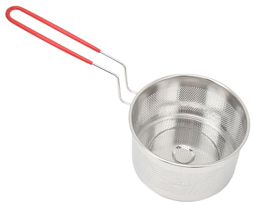 Deep Fryer Basket Stainless Steel Round Design for French Fries Chicken Onion Rings and More Fits Most Standard Fryers and Pots Handle for Safe and Easy Use