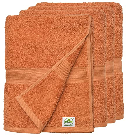 leevitex® Handtuch 4er Set aus 100% Baumwolle, weich und saugstark | 500 g/m² | 50 x 100 cm | Terrakotta