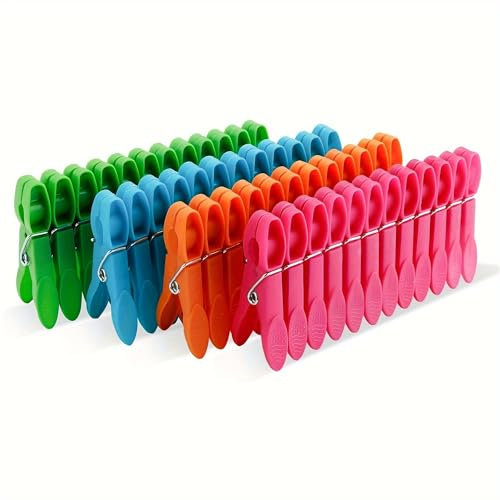 Mauepersu - Set di 72 mollette per biancheria, multicolore, 4 colori, in plastica, con molla ad anello esterno stabile, fermaglie antiscivolo per stendibiancheria o asciugatrice