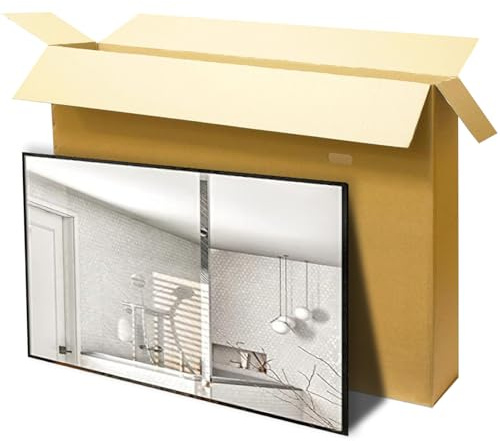 Mirror Packaging Cardboard Box | Brown Sturdy Frame Box Made up of thick Cardboard with Handles | Double Walled Solid large packaging | Perfect for Shipping Frames, Mirrors & Paintings (Large)