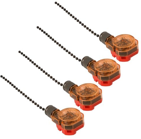 OTOTEC Lot de 4 Interrupteurs de Ventilateur de Plafond à 3 Vitesses 4 Fils Commande à Chaîne de Traction 250 V/3 A 125 V/6 A pour Ventilateurs de Plafond Lampes Murales éclairage d'armoire Bronze