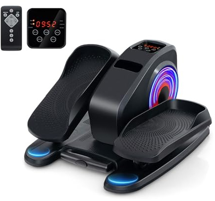 GOPLUS Elíptica Máquina Bajo Escritorio, Pedal Eléctrico para Casa con Pantalla y Control Remoto, 3 Modos Automáticos, 5 Velocidades, Entrenador Elíptico Portátil para Ancianos y Adultos