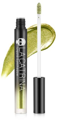 DE'LANCI Ombretto liquido con glitter verdi, trucco per occhi brillanti, ombretto metallico glitterato a lunga durata, adatto per occhi sensibili, asciugatura rapida, non sbiadisce, vegano #09