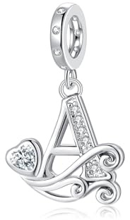 Cadeau de Saint-Valentin - Lettre A Pandora Charms S'adapte au Collier Bracelet Européen,Cadeau pour Femmes Filles Anniversaire