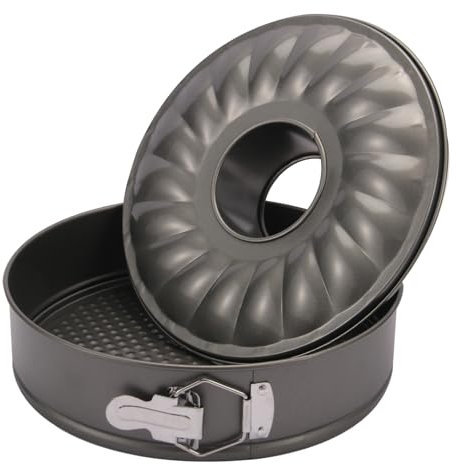 Zeripikfoasp Tortiera Apribile, 26 cm Tortiera con Cerniera e Due Fondi Intercambiabili, 2 Fondi, Teglia con Cerniera, Fondo Salvagoccia, Carbon Steel Rivestito in Antiaderente, Forno Fino a 220°C