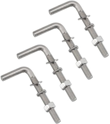 (50 piezas) M4 x 60 mm, en forma de L, kit de pernos roscados de acero inoxidable 304, pernos de anclaje cuadrados, ganchos para colgar