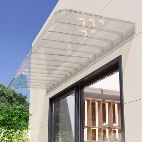 Toldo de policarbonato para puerta, cubierta transparente, protector de lluvia curvado para ventana, fachada exterior (60 x 80 cm)