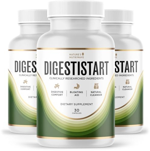 DigestiStart – Natural Digestive Supplement with Wild Yam, Poria Cocos & Bacopa Monnieri – Made in USA, Non-GMO, Easy-to-Take - 30 Capsules, 3 Month Supply