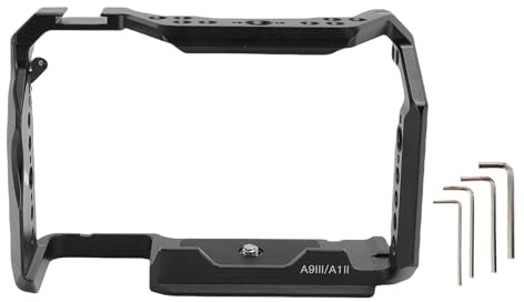 CHEOTIME Gabbia per fotocamera fotocamera A9iii, gabbia piena in lega di alluminio con chiave esagonale, fori a vite da 1/4 pollici da 1/4 pollici