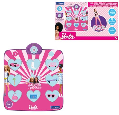 Lexibook, Mattel Barbie, Tappeto da Danza elettronico Barbie, Bluetooth e Luminoso con 6 modalità di Gioco, Rosa, DM10BBLXB