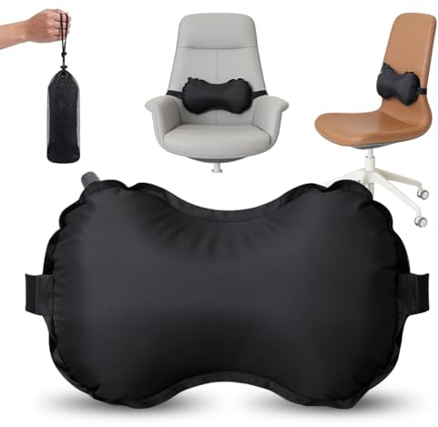 Cuscino lombare gonfiabile auto, cuscino da viaggio gonfiabile, cuscino a bolle d'aria, cuscino lombare per la schiena, cuscino lombare portatile, per viaggi in aereo e auto, 38 x 22 cm