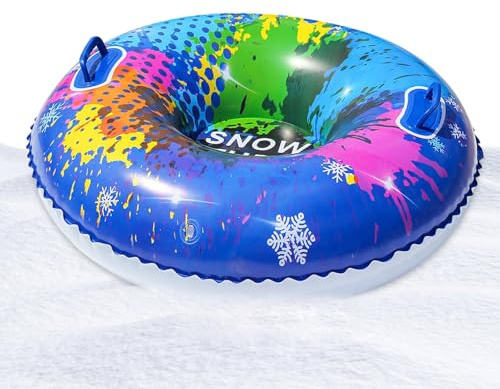 Trineo inflable para nieve, tubo portátil de PVC de 95 cm, resistente al frío, diseño de asas reforzadas, flotador duradero de invierno al aire libre, para adultos, niños, familias, amigos, recreación