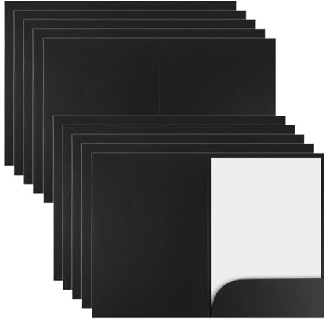 10 Piezas Carpetas de Papel Kraft A4 con Ranuras para Tarjetas (Negro)
