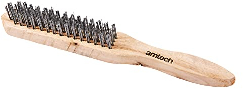 Amtech S3400 4 Row wire brush with wooden handle