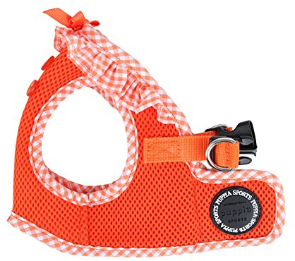 Puppia Hundsele liten hund och medium hund – mjuk väst för ett speciellt tillfälle – även användbar som valpsele – anti-drag hundkoppel orange, S