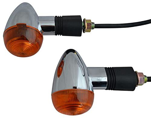 Alchemy Parts Motorcycle Indicators Universal fit Custom Chrome with Amber Lens PAIR bulb style