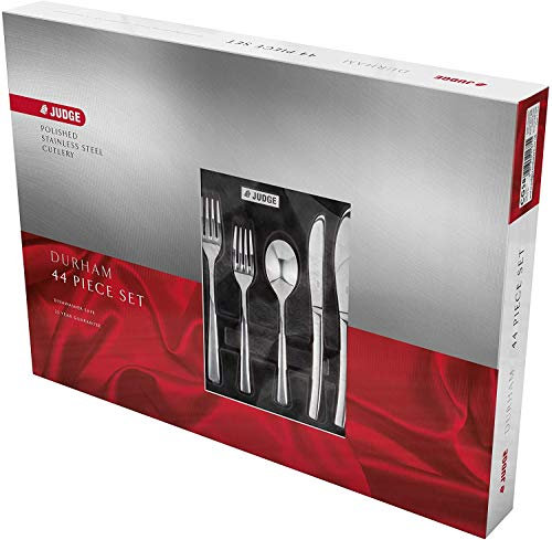 Judge Durham 44-Piece Stainless Steel Cutlery Set in Gift Box for 6 People, Dishwasher Safe - 25 Year Guarantee